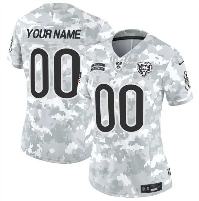 Womens Chicago Bears Active Player Custom 2024 F.U.S.E Arctic Camo Salute To Service Limited Stitched Football Jersey(Run Small)